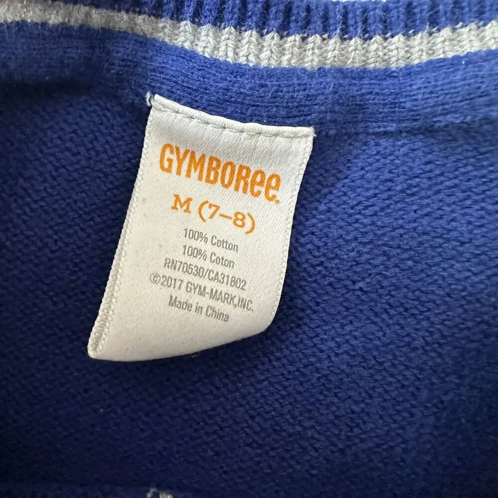 Gymboree Blue Gray Raglan Colorblock Cotton Sweater M 7 8 Boys